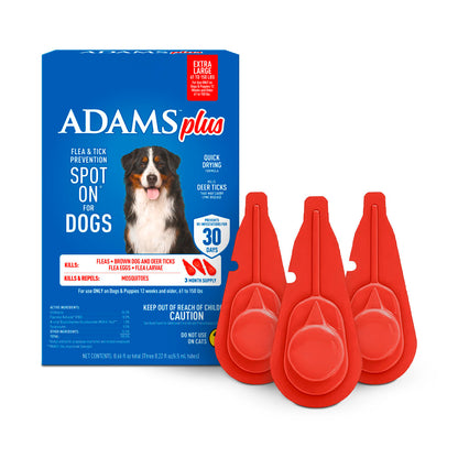 Adams Plus Flea &amp; Tick Spot On 3 Doses 30 Day Control for XLarge Dogs 61-150lbs