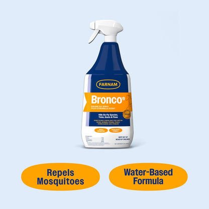 Farnam Bronco Equine Fly Spray Plus Citronella Repellent 32 oz. for Horses &amp; Dogs 2PK