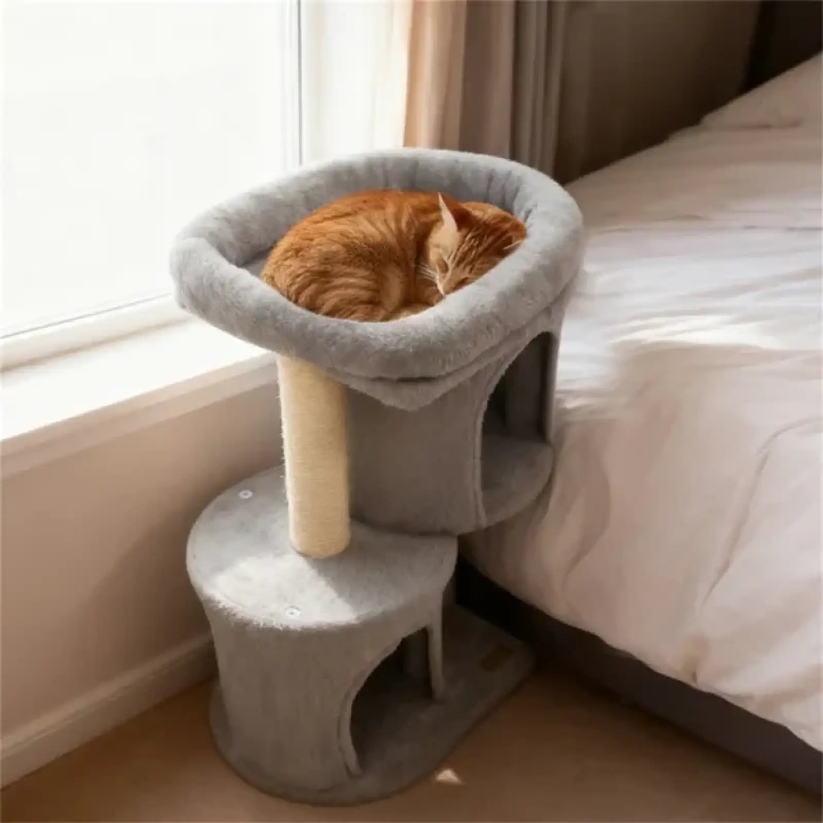 26 Inch Compact Cat Tree with Dual Condos and Sisal Posts