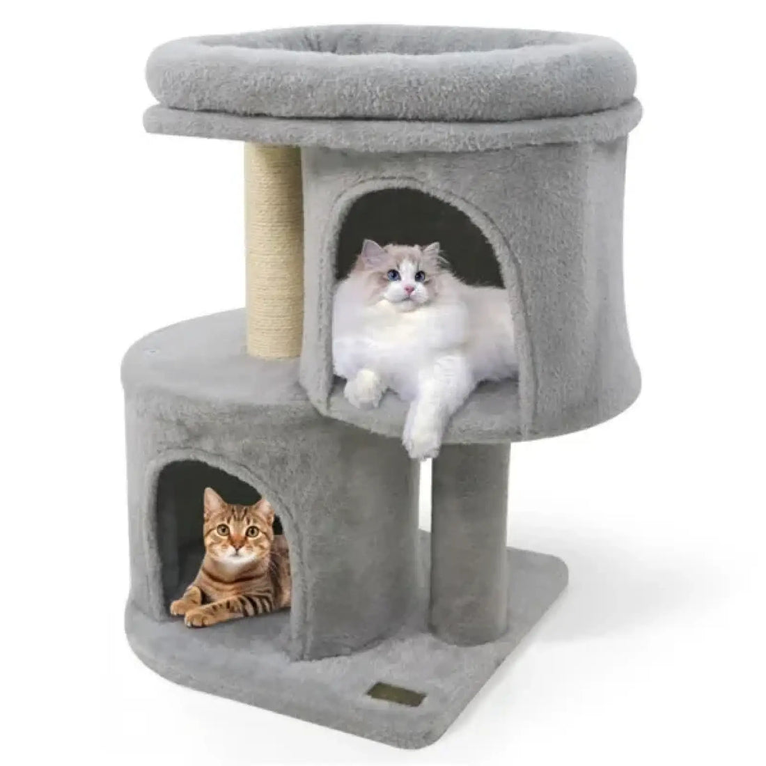 26 Inch Compact Cat Tree with Dual Condos and Sisal Posts