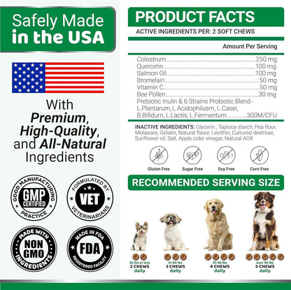 Dog Allergy Relief Chews 2-Pack Itchy Skin Relief Omega-3 Fish Oil Skin &amp; Coat