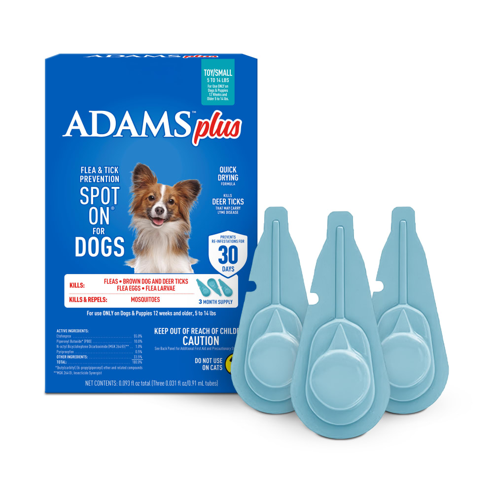 Adams Plus Flea &amp; Tick Spot On 3 Doses 30 Day Control for Small Dogs 5-14lbs