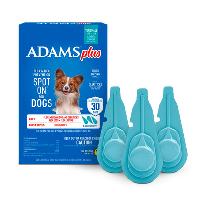 Adams Plus Flea &amp; Tick Spot On 3 Doses 30 Day Control for Small Dogs 5-14lbs