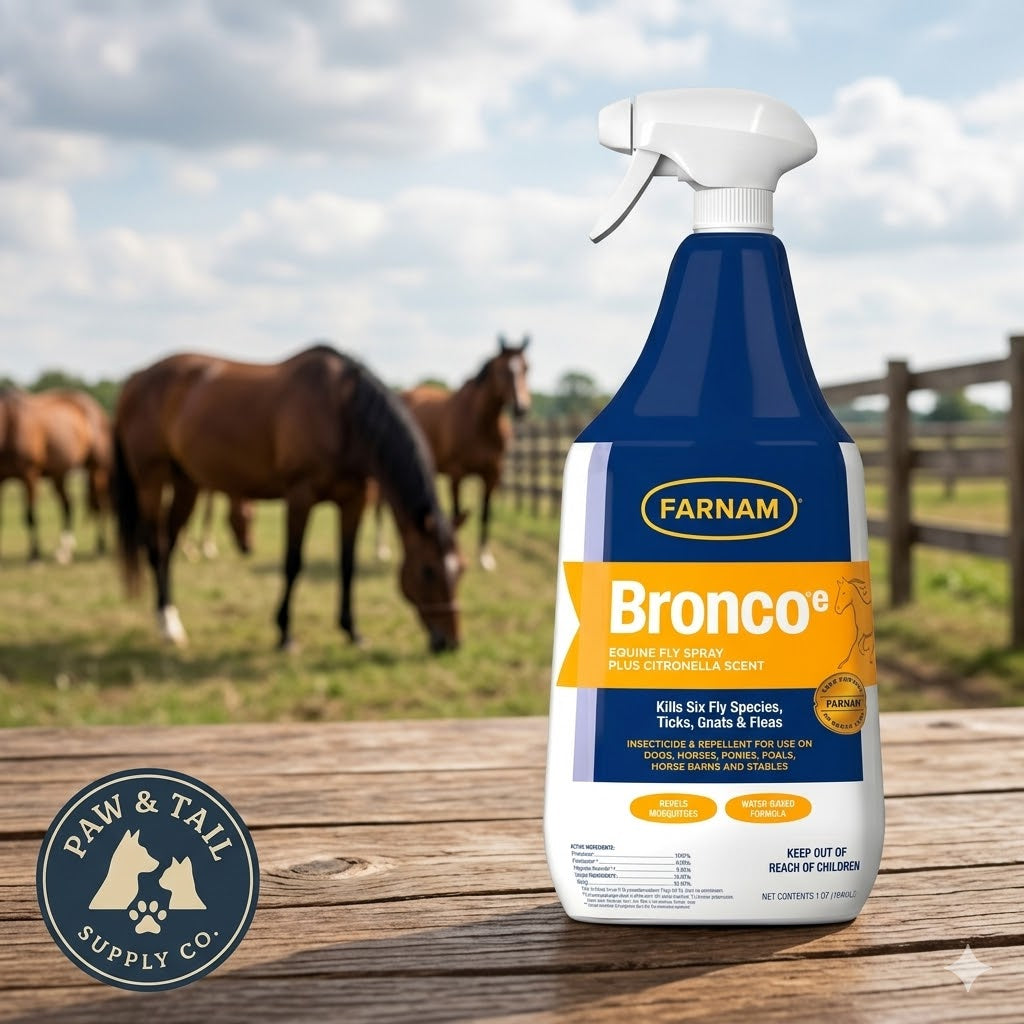 Farnam Bronco Equine Fly Spray Plus Citronella Repellent for Horses &amp; Dogs 32 oz.