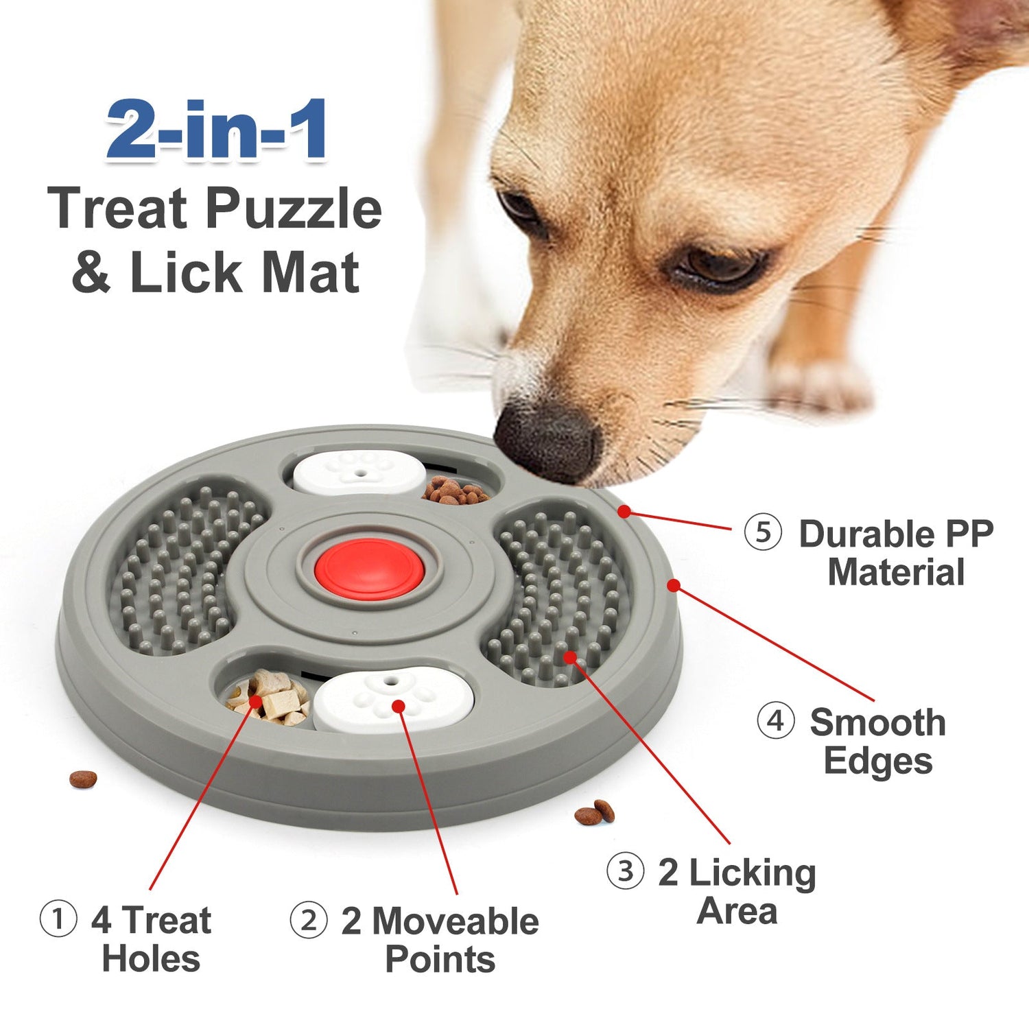 Dog Slow Feeder Device Pet Anti Suffocation Bowl 2 In 1 Treat Puzzle &amp; Lick Mat Anti Slip And Large Capacity Feeder Pet Supplies