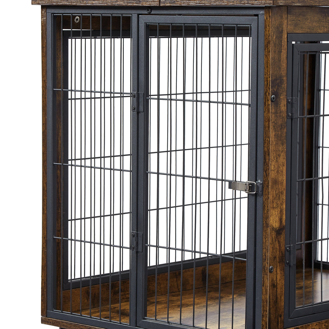 Furniture Dog Cage Crate with Double Doors, Rustic Brown, 38.58&