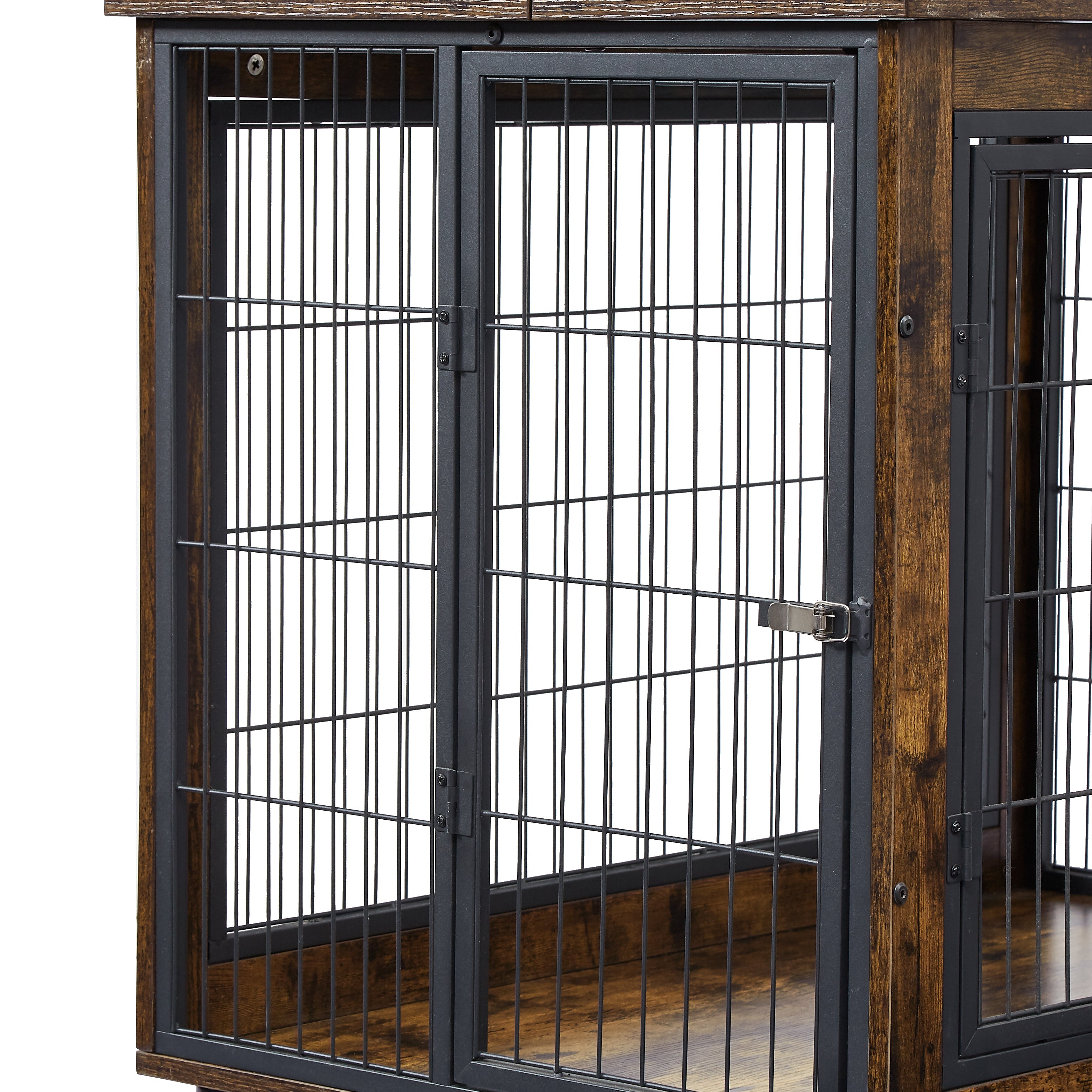 Furniture Dog Cage Crate with Double Doors, Rustic Brown, 38.58&