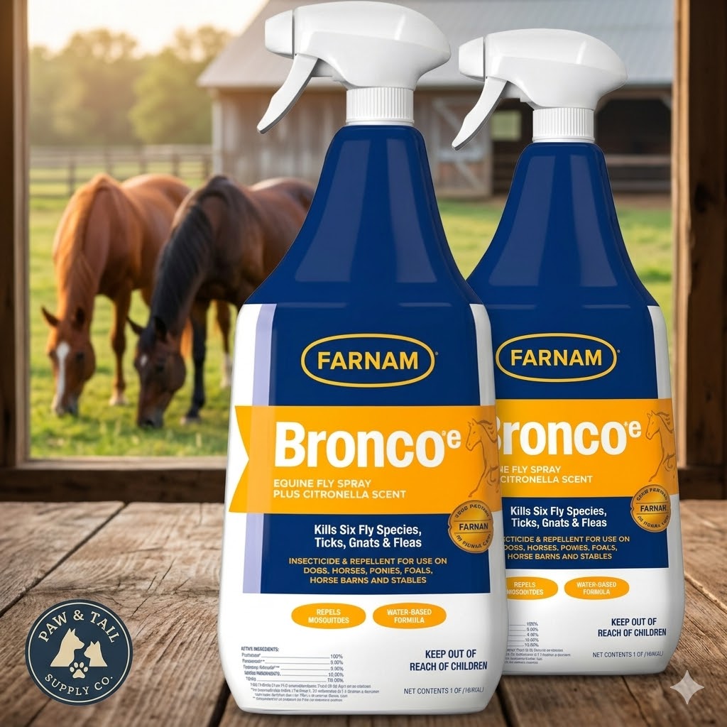 Farnam Bronco Equine Fly Spray Plus Citronella Repellent 32 oz. for Horses &amp; Dogs 2PK