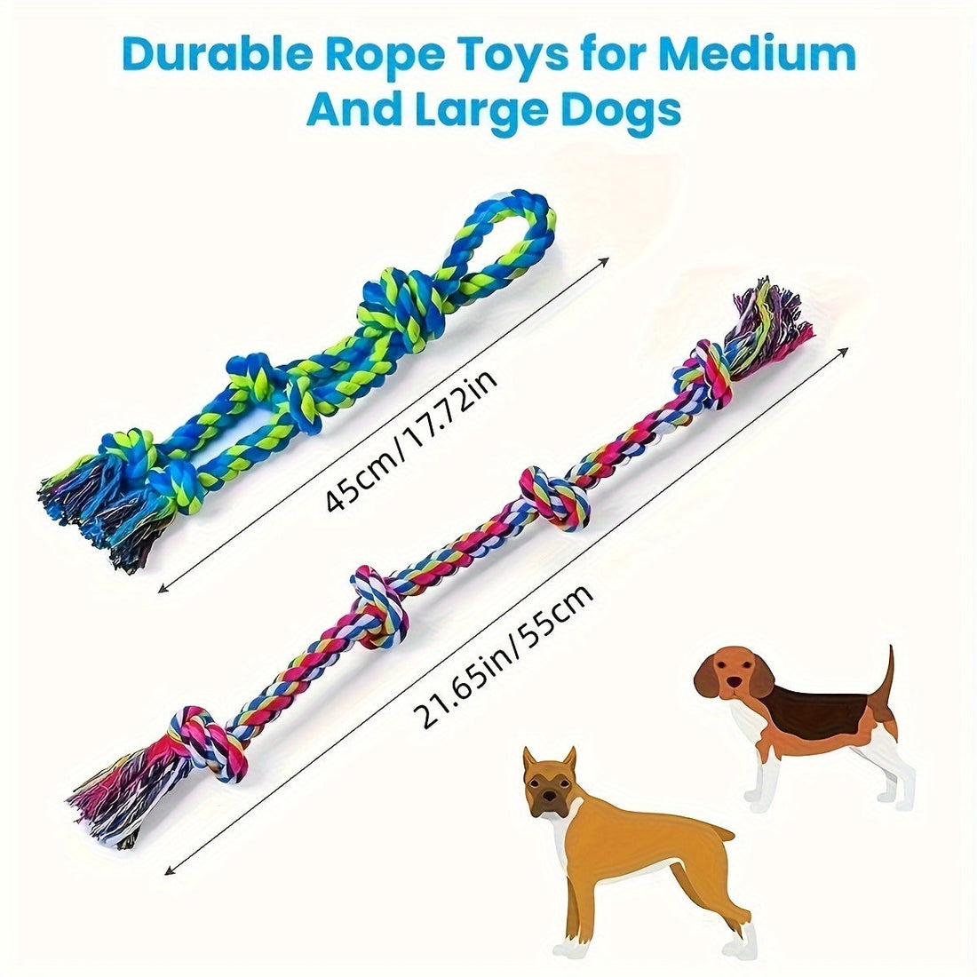 Tough Dog Rope Toys For Aggressive Chewers, Tough Tug Of War Dog Toys For Large, Medium &amp; Small Dogs