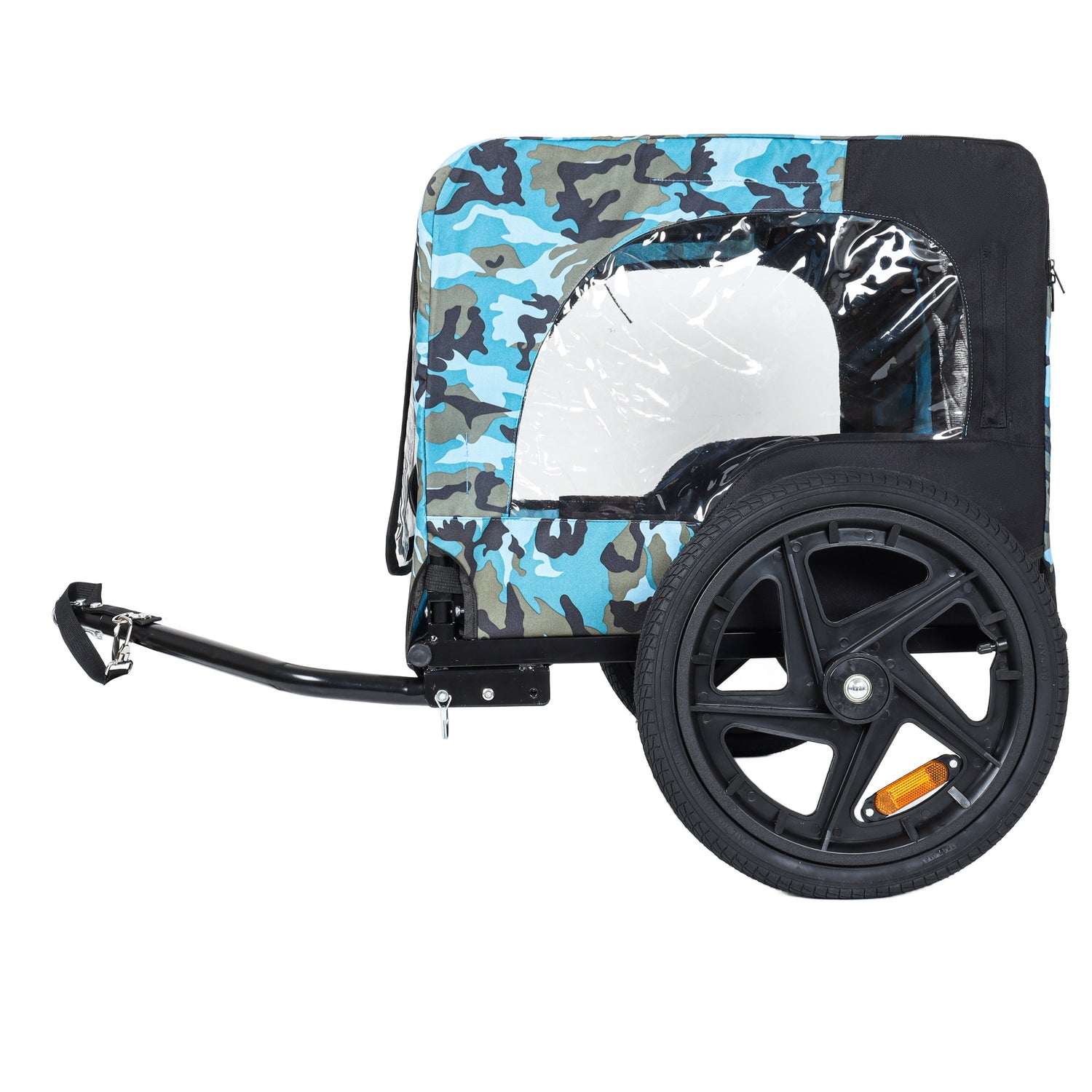 Outdoor Heavy Duty Collapsible Pet Bike Trailer with 16-Inch All-Terrain Wheels &amp; Universal Hitch – Foldable Dog/Cargo Carrier Cart for Bicycles, blue+black