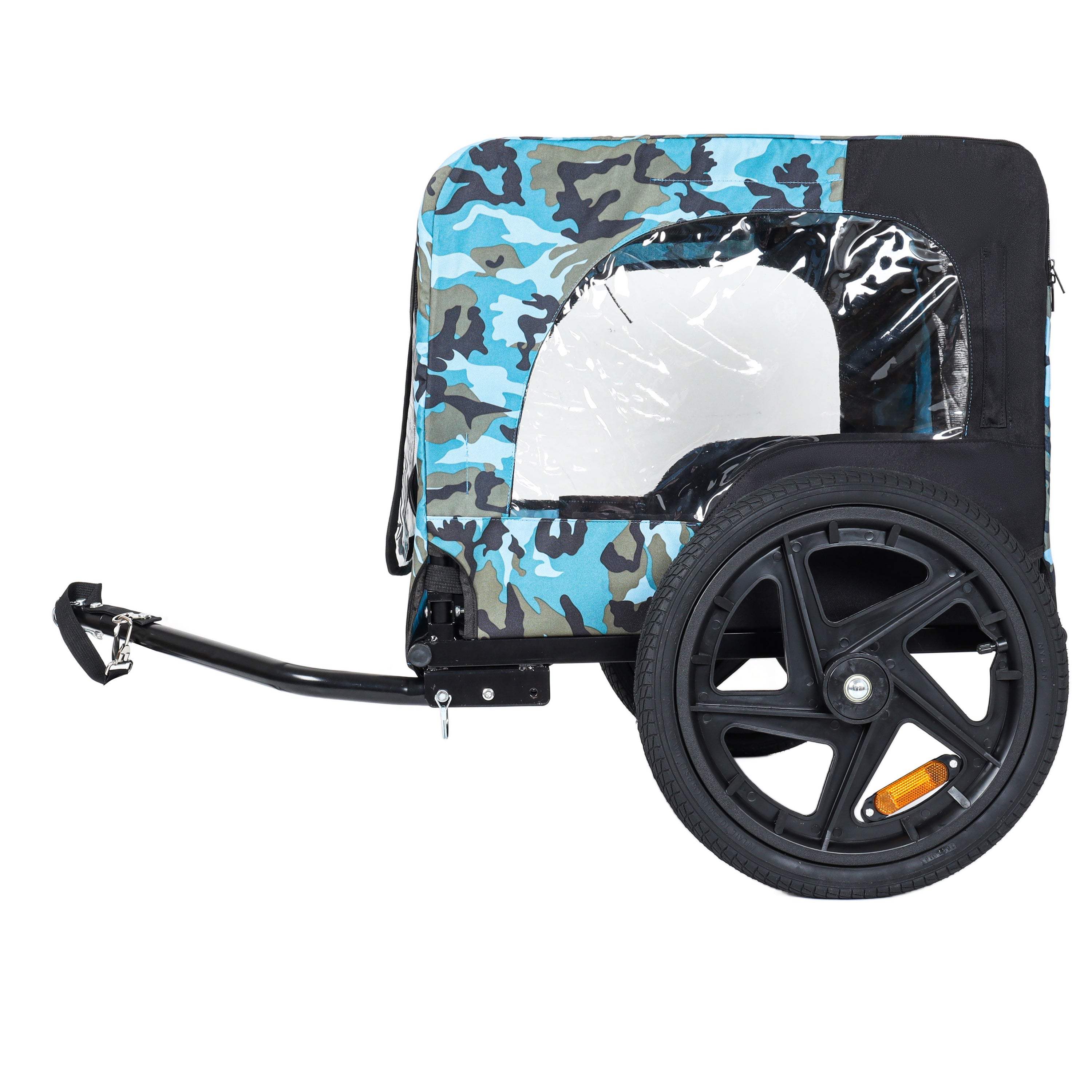 Outdoor Heavy Duty Collapsible Pet Bike Trailer with 16-Inch All-Terrain Wheels &amp; Universal Hitch – Foldable Dog/Cargo Carrier Cart for Bicycles, blue+black