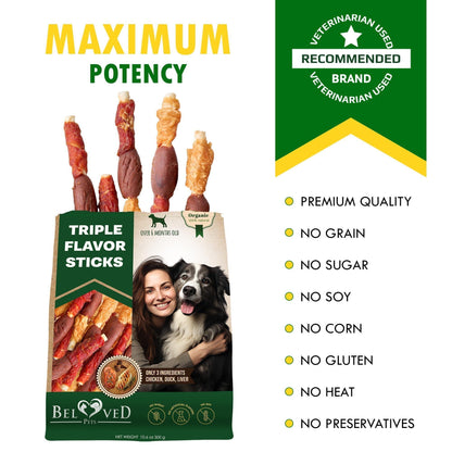 Rawhide Treats for Dogs Duck &amp; Chicken Grain-Free Chews Dental Support