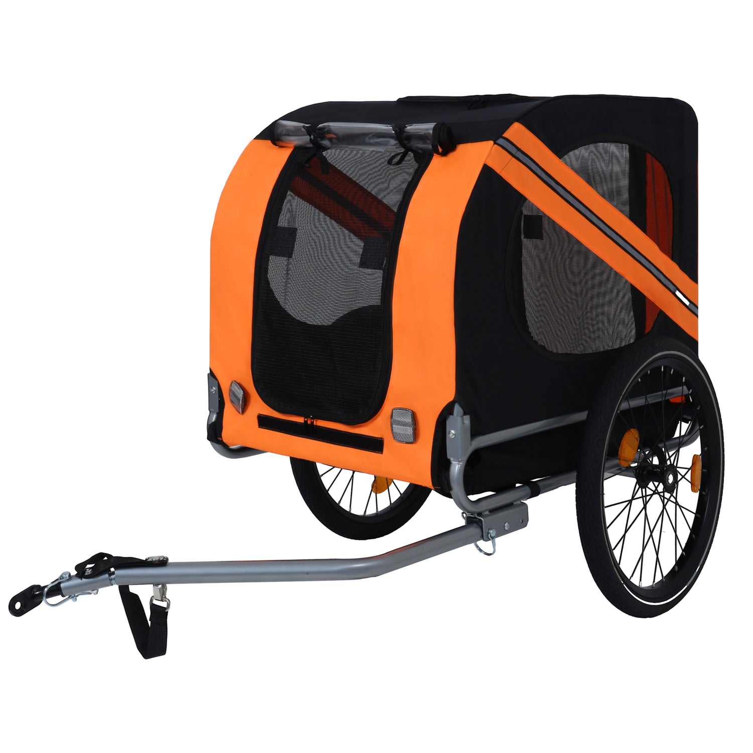 Large Folding Bike Trailer for Dogs – 66LB Capacity All-Terrain Pet Carrier, Durable Steel Frame for Cycling, Jogging, Camping &amp; Outdoor Adventures, Black-Orange