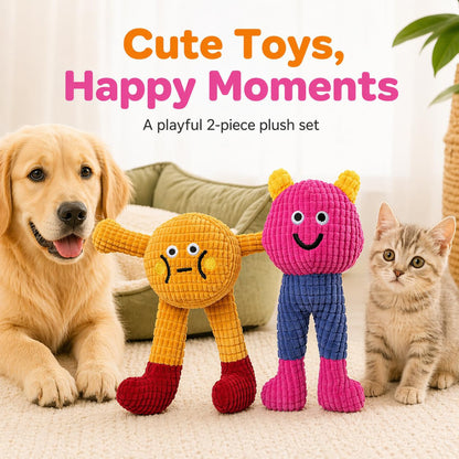 Cat&amp;Dog Chew Toys With Catnip Inside, Ecofriendly Material Made, Crinkle Paper &amp; Squeaky Ball Inside, Waffle And Baby Toy Combination Packaging, Cuddles Meow Chompclean, 2 Pack