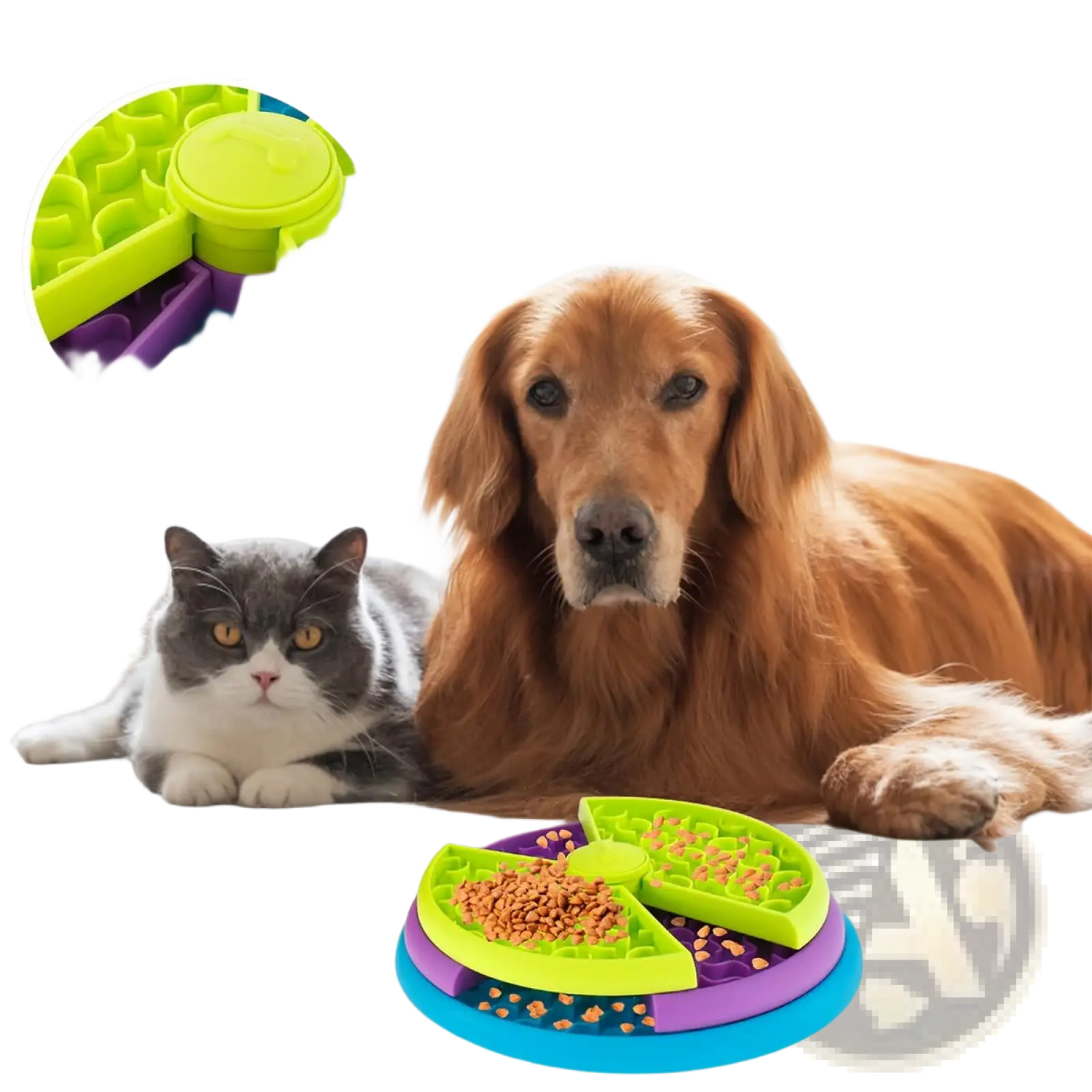 3-in-1 Dog Feeder Puzzle and Lick Mat Slow Feeder Bowl