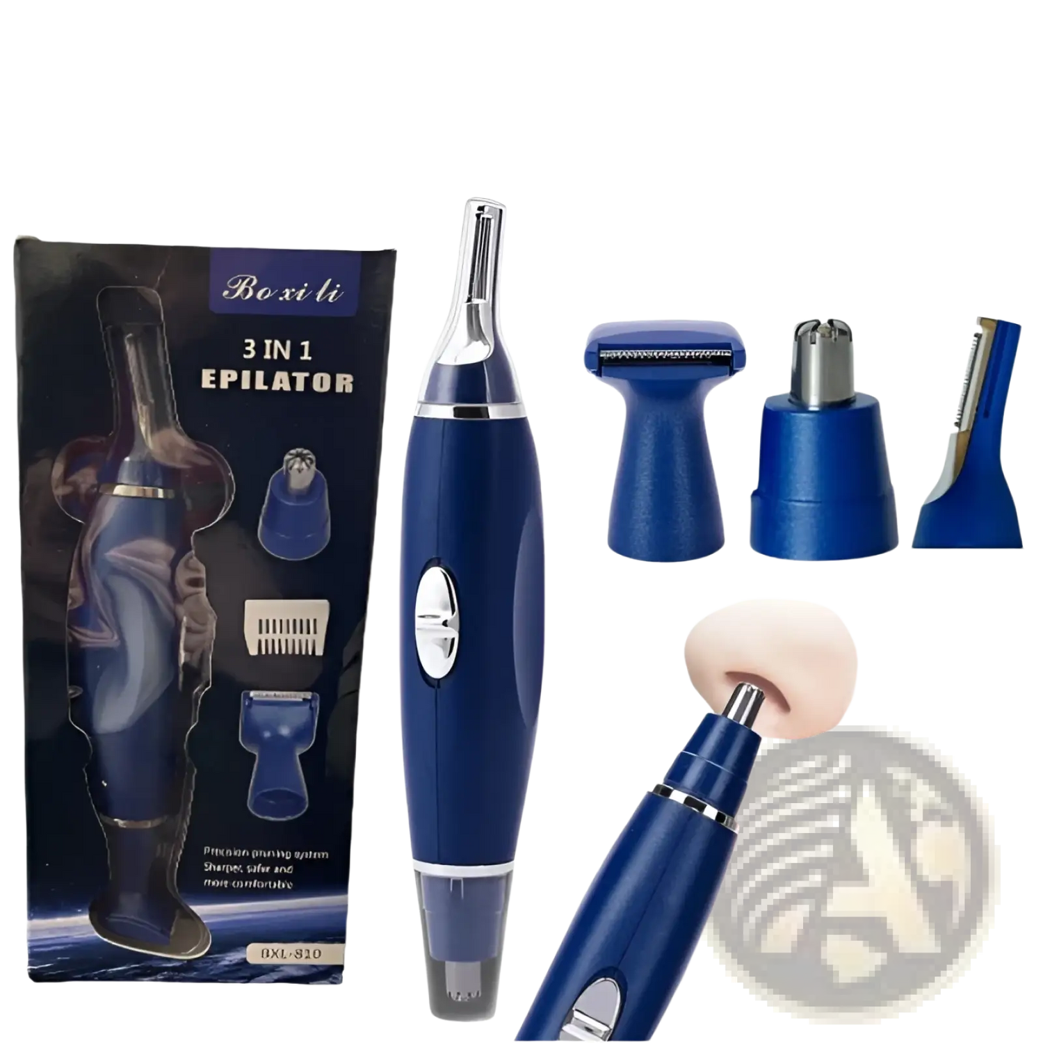 3-in-1 Electric Ear Nose and Pet Nail Trimmer Blue