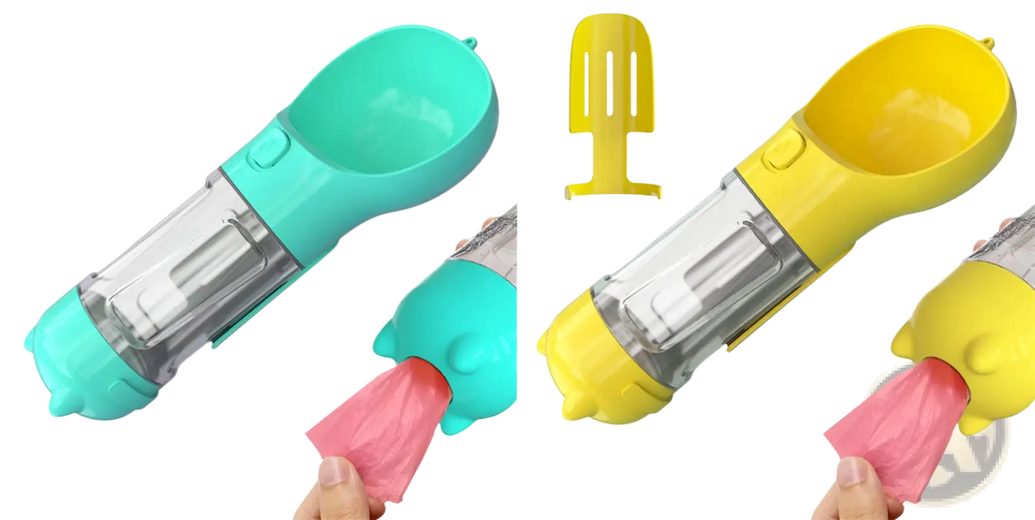 3-in-1 Portable Dog Water Bottle with Food and Bag Dispenser
