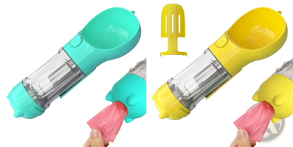 3-in-1 Portable Dog Water Bottle with Food and Bag Dispenser