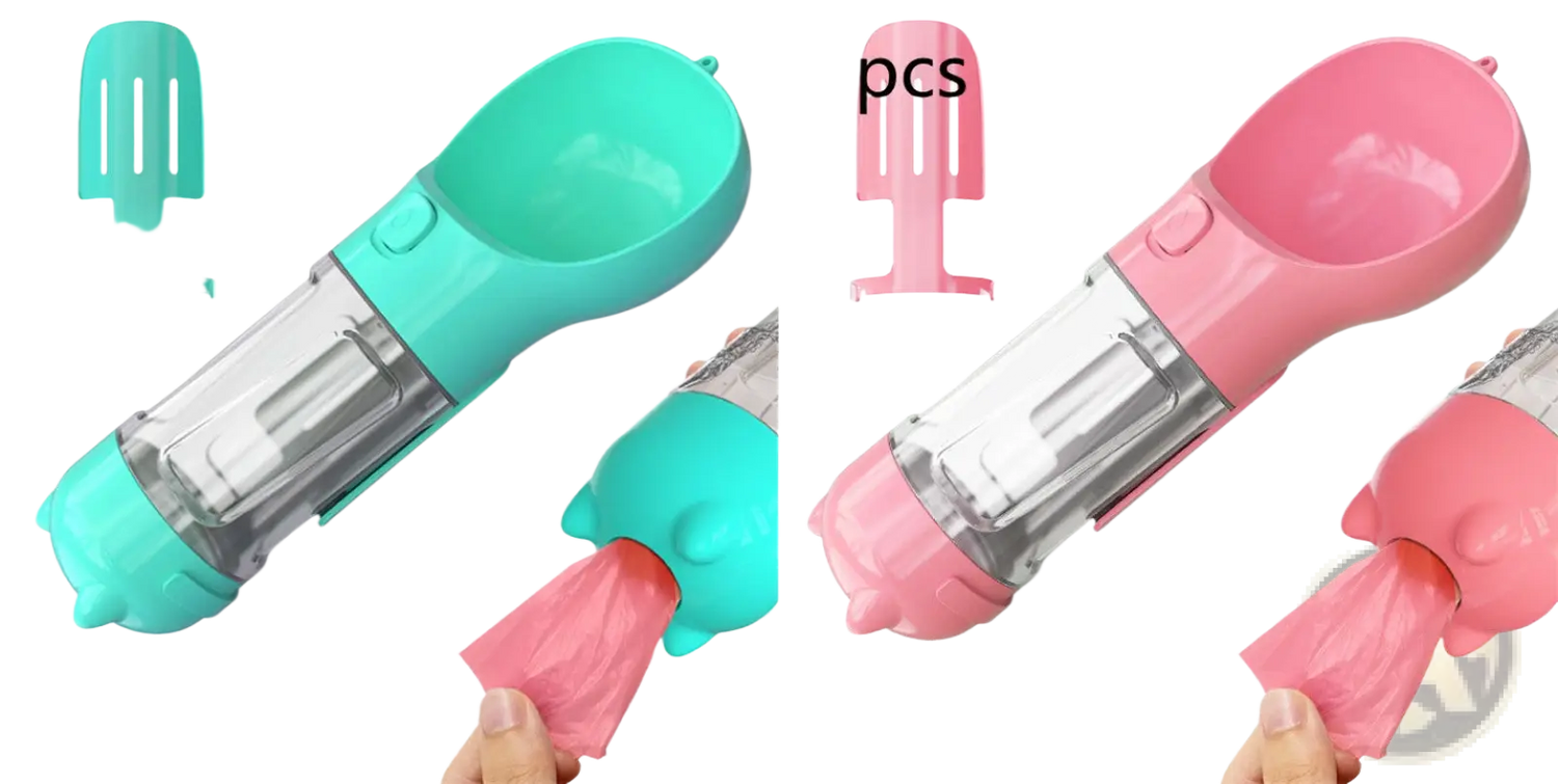 3-in-1 Portable Dog Water Bottle with Food and Bag Dispenser