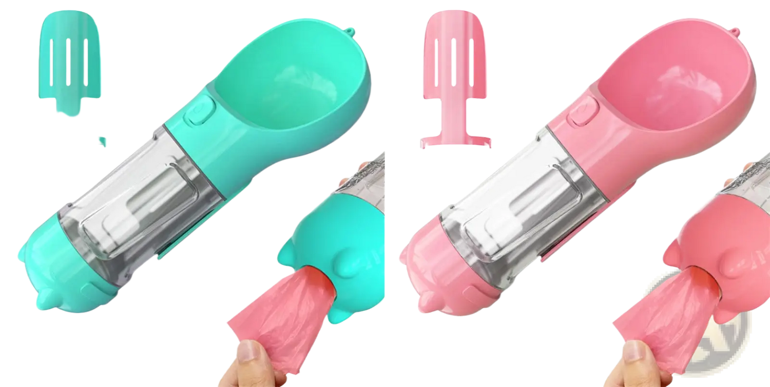 3-in-1 Portable Dog Water Bottle with Food and Bag Dispenser