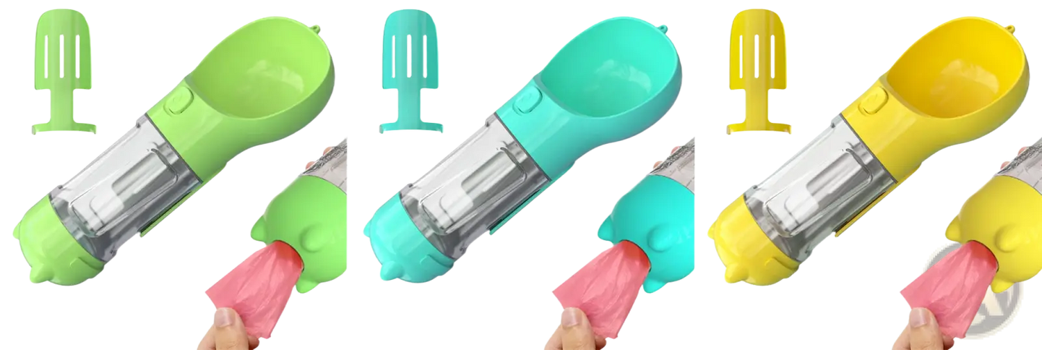 3-in-1 Portable Dog Water Bottle with Food and Bag Dispenser