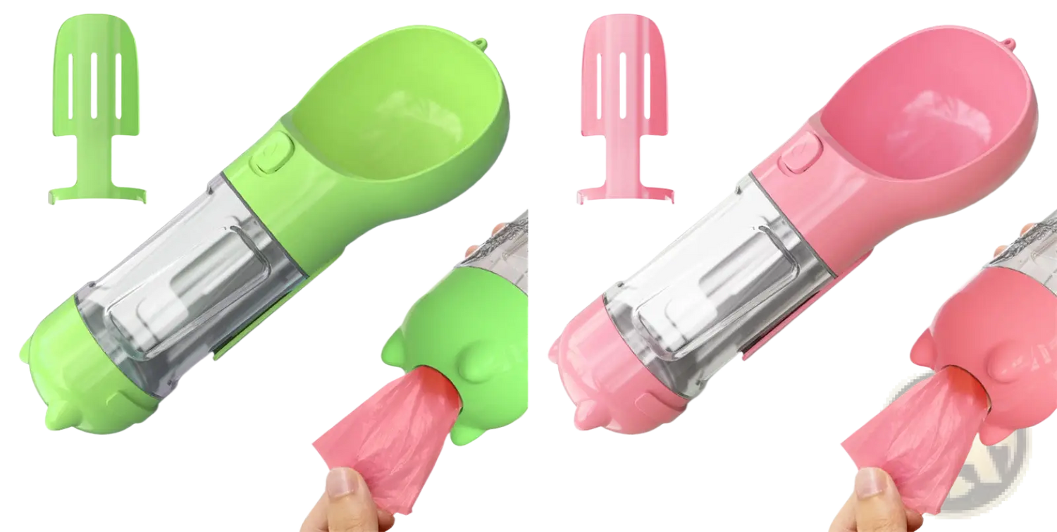 3-in-1 Portable Dog Water Bottle with Food and Bag Dispenser