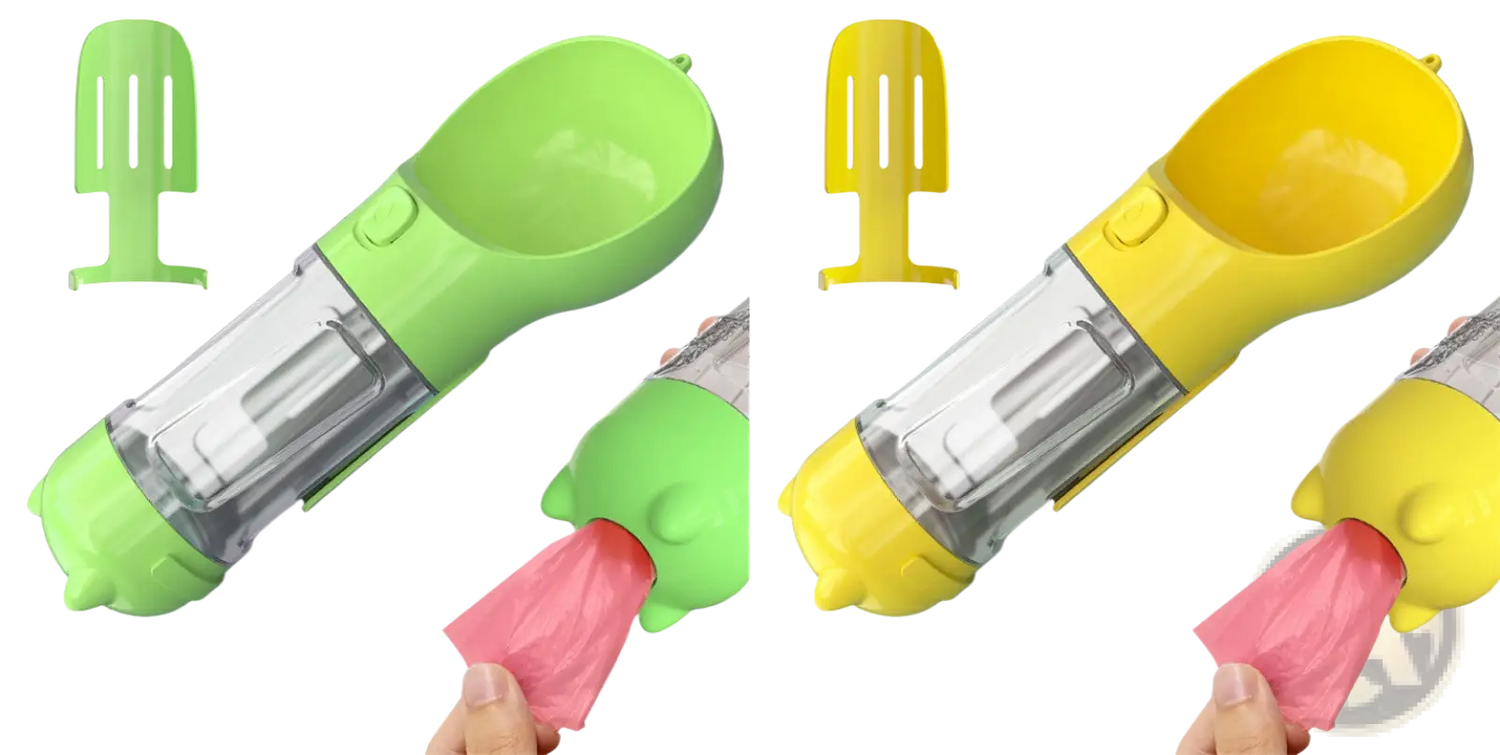 3-in-1 Portable Dog Water Bottle with Food and Bag Dispenser