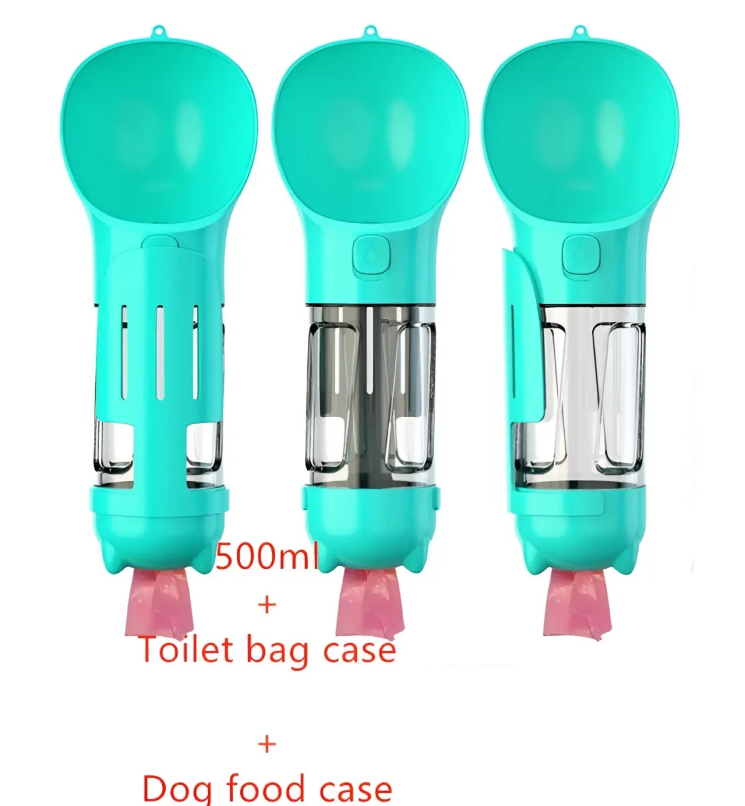 3-in-1 Portable Dog Water Bottle with Food and Bag Dispenser
