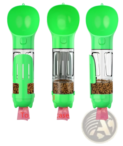 3-in-1 Portable Dog Water Bottle with Food and Bag Dispenser