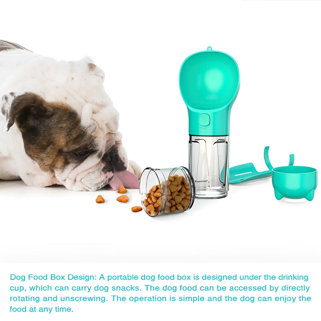 3-in-1 Portable Dog Water Bottle with Food and Bag Dispenser
