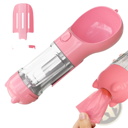 3-in-1 Portable Dog Water Bottle with Food and Bag Dispenser