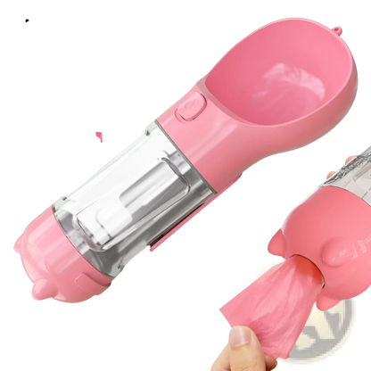 3-in-1 Portable Dog Water Bottle with Food and Bag Dispenser