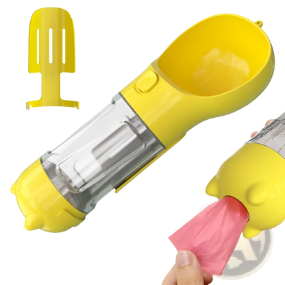 3-in-1 Portable Dog Water Bottle with Food and Bag Dispenser