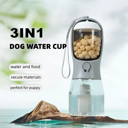3-in-1 Portable Dog Water Bottle and Food Dispenser