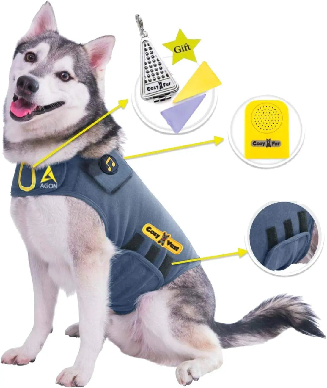 3-in-1 Dog Anxiety Vest with Music &amp; Aromatherapy Calming Coat XXS–XXL