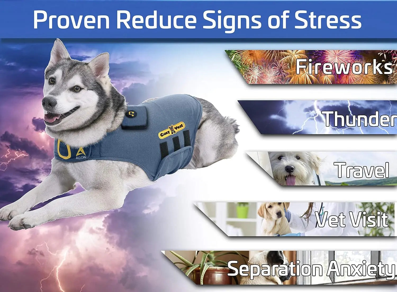 3-in-1 Dog Anxiety Vest with Music &amp; Aromatherapy Calming Coat XXS–XXL