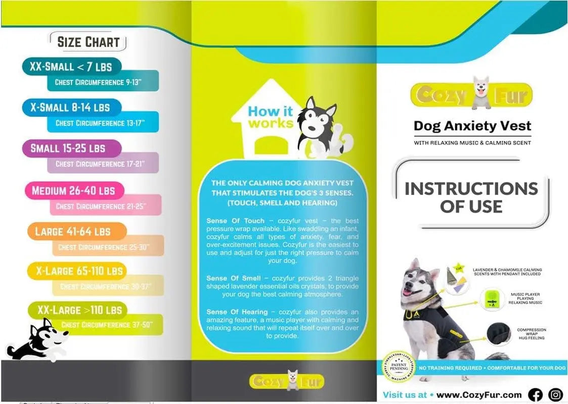 3-in-1 Dog Anxiety Vest with Music &amp; Aromatherapy Calming Coat XXS–XXL