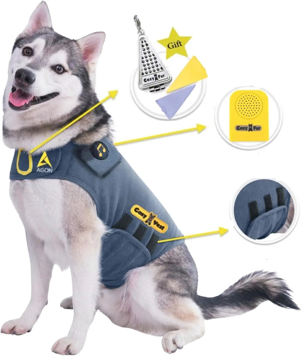 3-in-1 Dog Anxiety Vest with Music &amp; Aromatherapy Calming Coat XXS–XXL