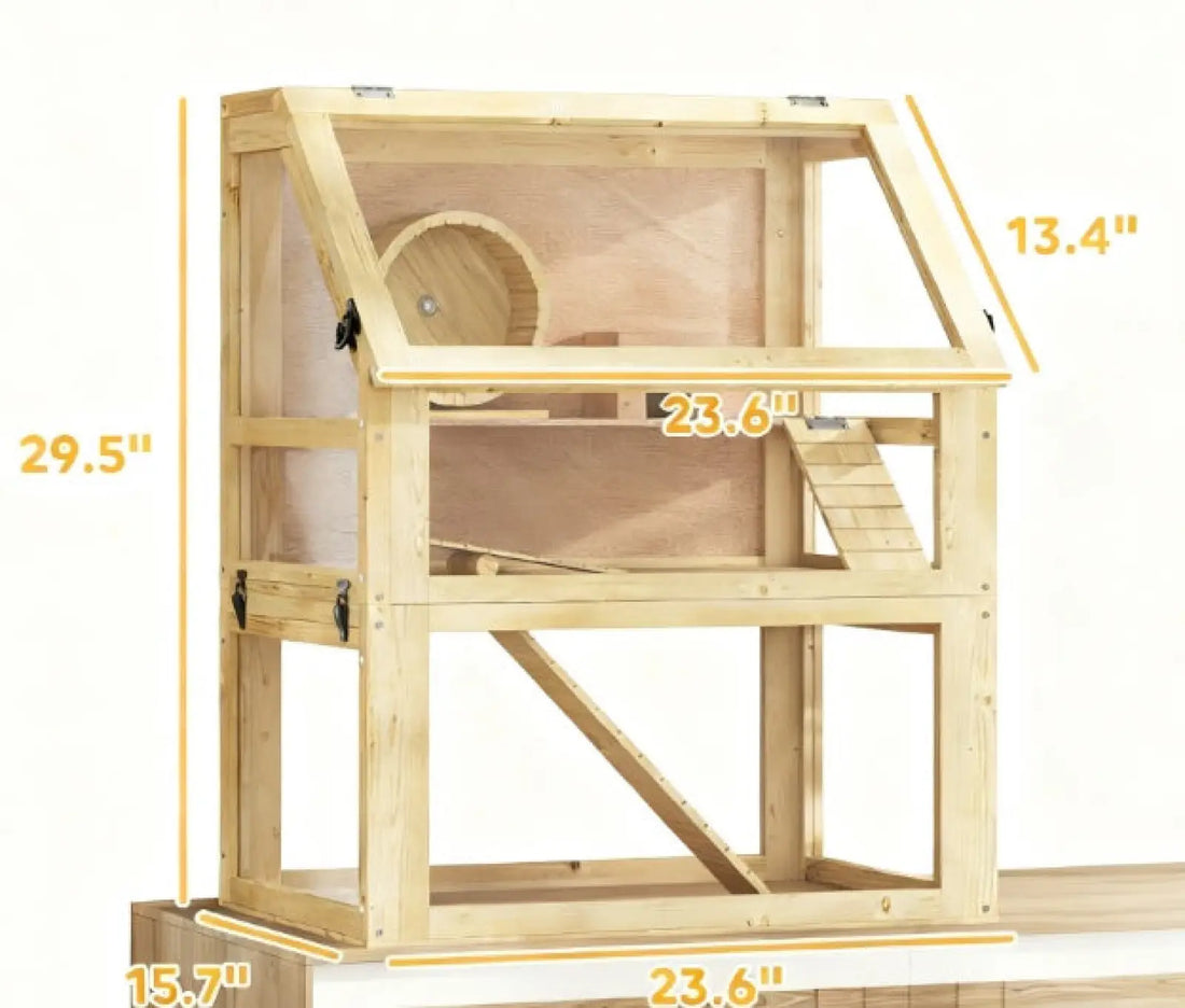 3 Tier Wooden Hamster Cage with Digging Base