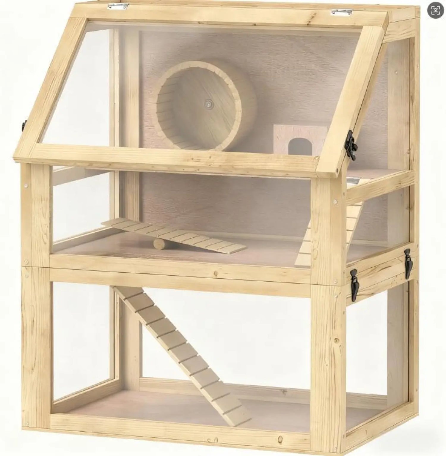 3 Tier Wooden Hamster Cage with Digging Base