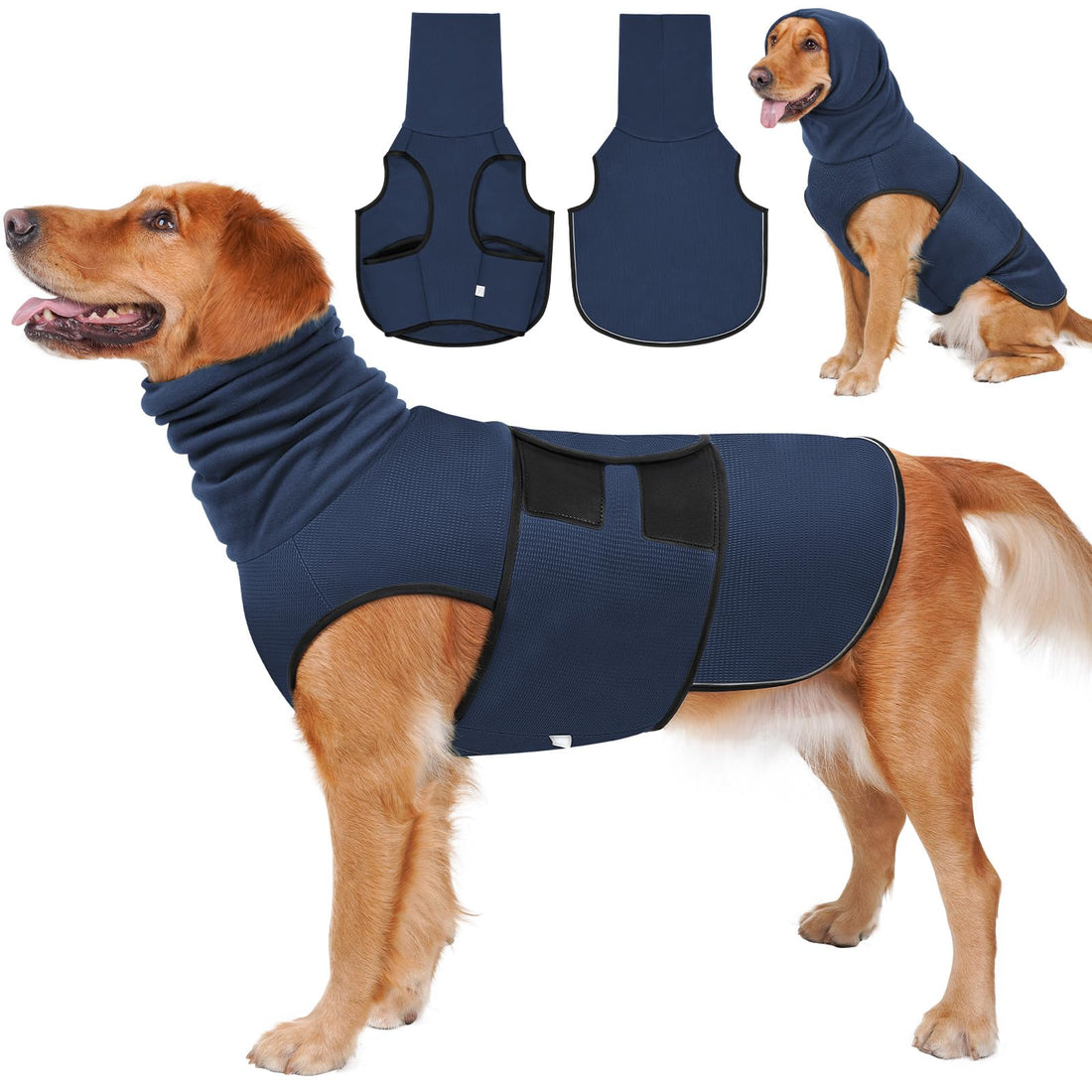 2-in-1 Dog Anxiety Vest With Hood, Soft Dog Calming Shirt With Stretchy Ear Head Cover For Stress Relief, Breathable Shirt Jacket For Thunderstorms, Separation &amp; Vet Visits