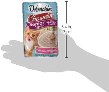 Hartz Delectables Chowder Lickable Wet Cat Treats for Senior Cats, Tuna &amp; Whitefish, 1.4 Ounce (Pack of 12)(Packaging May Vary )