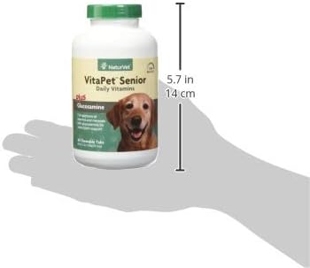 NaturVet –VitaPet Senior Daily Vitamins for Senior Dogs – Plus Glucosamine – Full Spectrum of Vitamins &amp; Minerals – Enhanced with Glucosamine for Added Joint Support – 60 Time Release Tablets