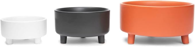 Waggo Uplift Ceramic Dog Bowl for Small Medium and Large Breeds - Heavyweight and Durable Pet Food and Water Dish Crock, Dishwasher Safe, Modern, Elevated Feeder (Black, Large)