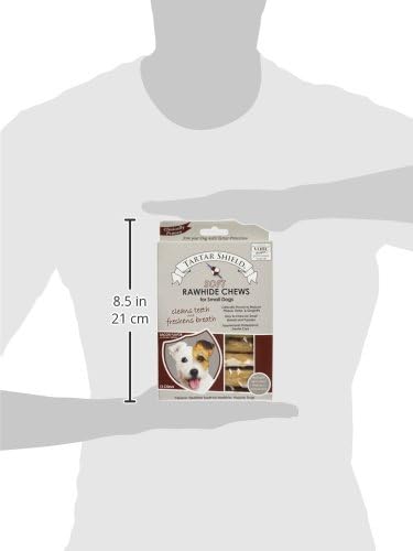 Tartar Shield Soft Rawhide Chews | Safe Dental Treats for Small Dogs | Vet VOHC Approved | Daily Bone Cleans Teeth &amp; Gums Fresh Breath Oral Health Support | USA Made | (Small Dogs / 12 Count)