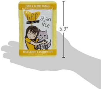 Weruva B.F.F. OMG - Best Feline Friend Oh My Gravy!, Tuna &amp; Turkey Tickles with Tuna &amp; Turkey in Gravy Cat Food, 3oz Pouch (Pack of 12)