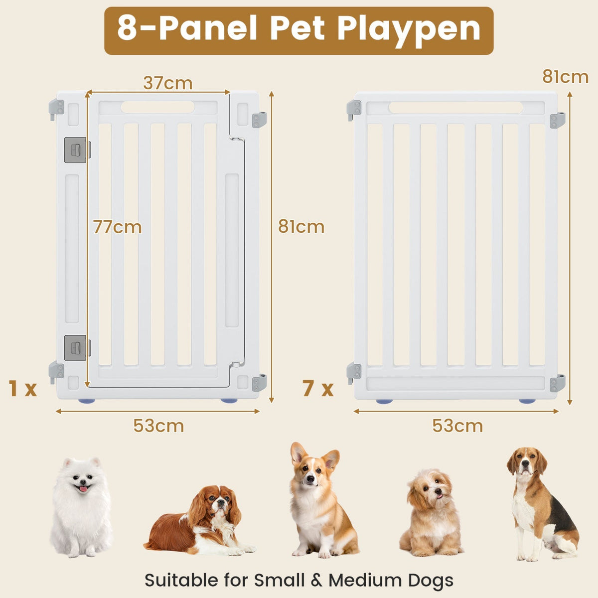 8-Panel Dog Playpen 31.5" Height Indoor Outdoor HDPE