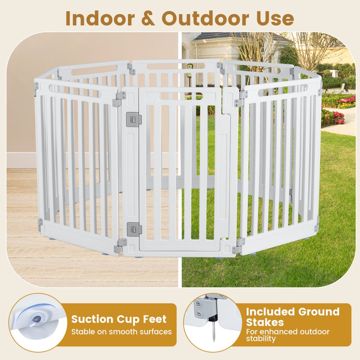 8-Panel Dog Playpen 31.5" Height Indoor Outdoor HDPE