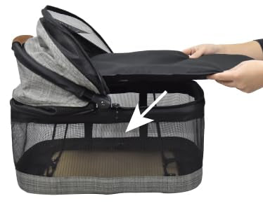 ROODO Fashion 3-in-1 Dog Cat Stroller with Detachable Carrier&amp;Car Seat Combo Best Lightweight Folding Portable All-Terrain Travel Pet Gear Puppy Doggie Kitty Stroller for up to 30 lbs(Grey Lattice)
