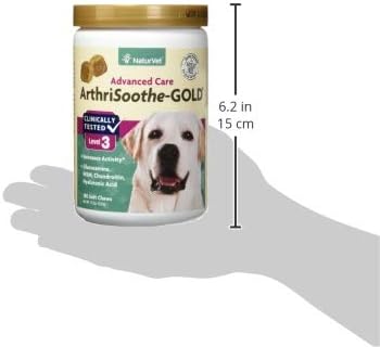 NaturVet ArthriSoothe-Gold Level 3 Advanced Joint Care for Dogs – Soft Chew Dog Supplement with Glucosamine, MSM, Chondroitin &amp; Hyaluronic Acid – Wheat-Free Pet Supplements – 180 Ct.